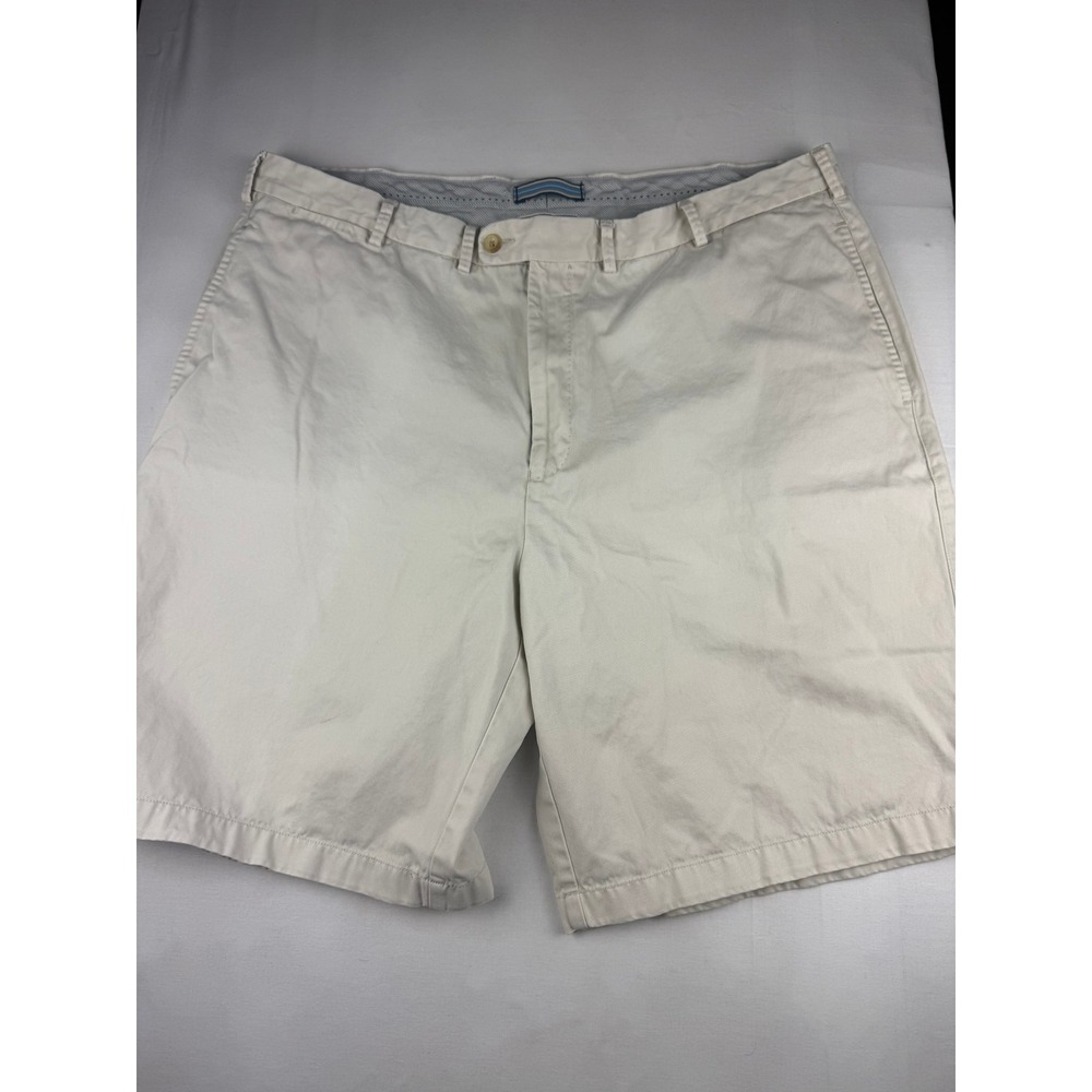 Peter Millar Chino Shorts 40 Beige Pima Cotton Flat Front Golf Casual